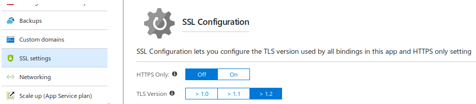 Azure App Service - SSL Settings